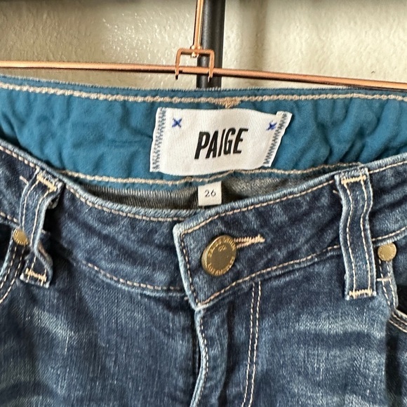 Paige medium wash distressed jimmy jimmy skinny denim jeans classic - Picture 2 of 5
